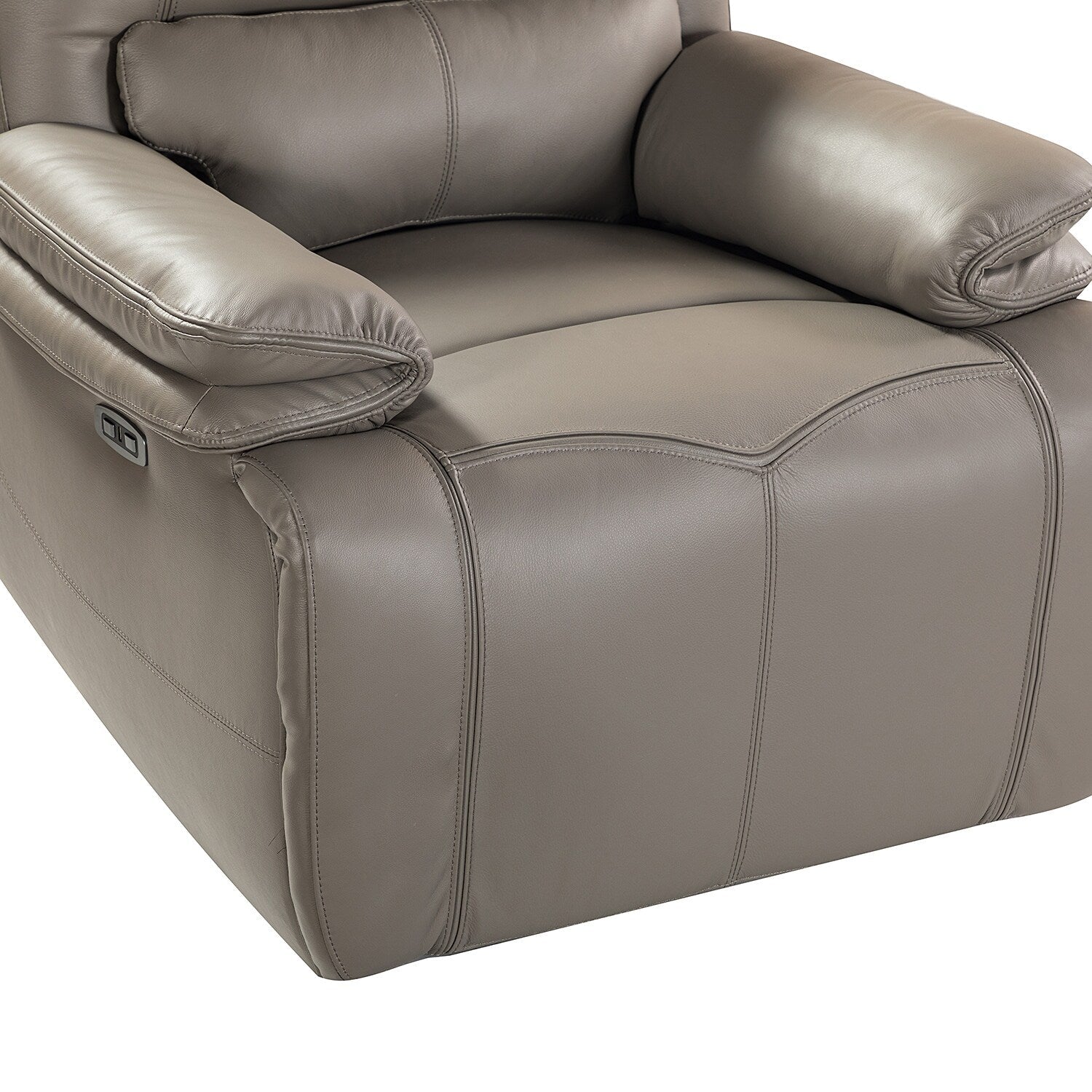 Fauteuil inclinable électrique Clara en cuir véritable avec coussin rembourré, lot de 2