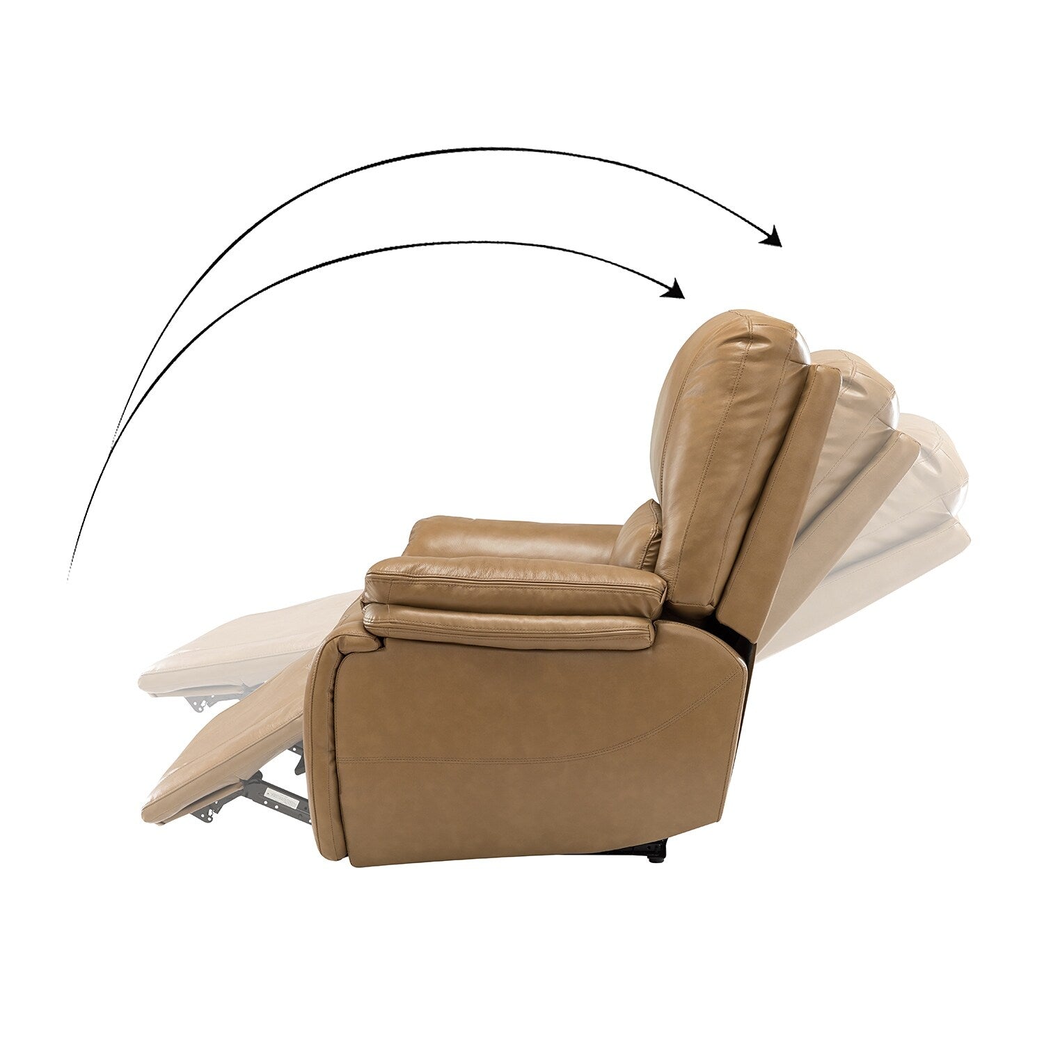 Fauteuil inclinable électrique Clara en cuir véritable avec coussin rembourré, lot de 2
