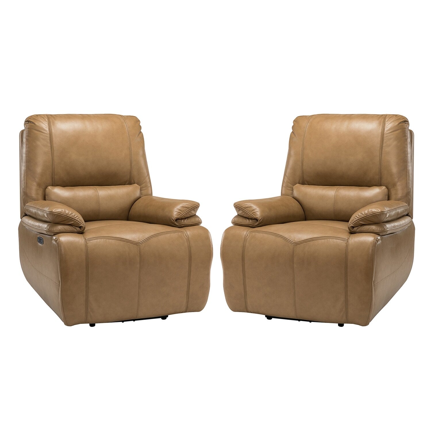 Fauteuil inclinable électrique Clara en cuir véritable avec coussin rembourré, lot de 2