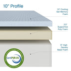 Matelas Classic Brands Cool Gel ventilé en mousse à mémoire de forme 25 cm, certifié CertiPUR US, matelas dans une boîte, lit simple