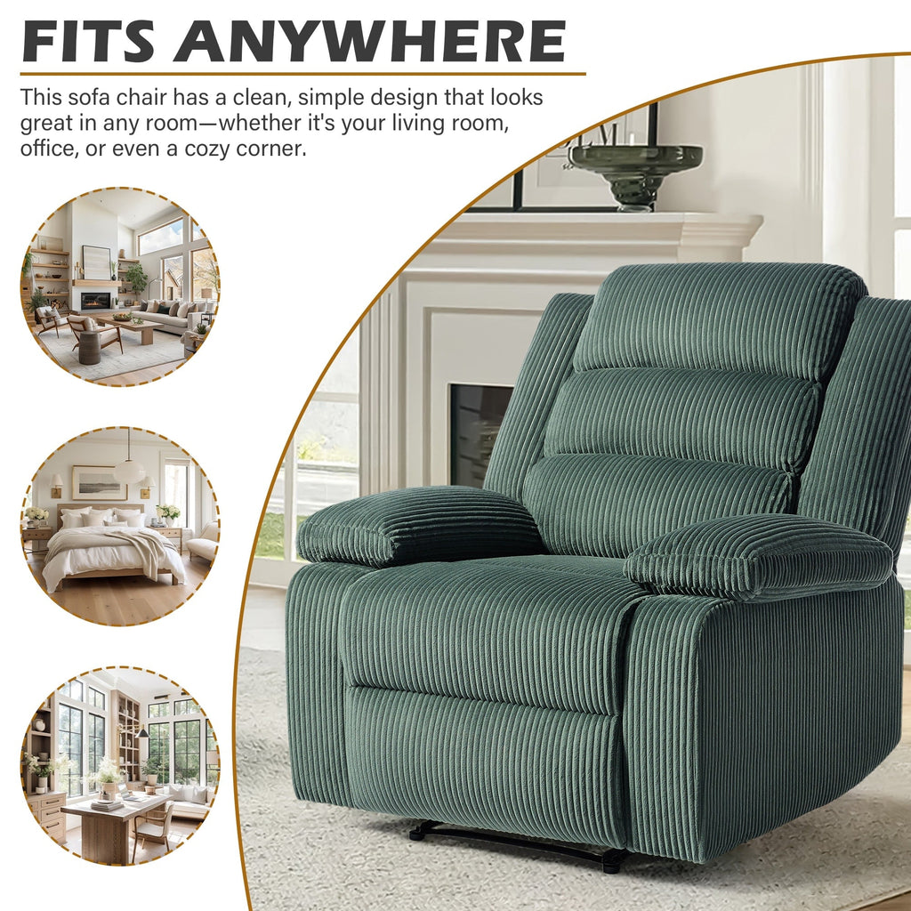 Fauteuil inclinable manuel classique rembourré en velours côtelé