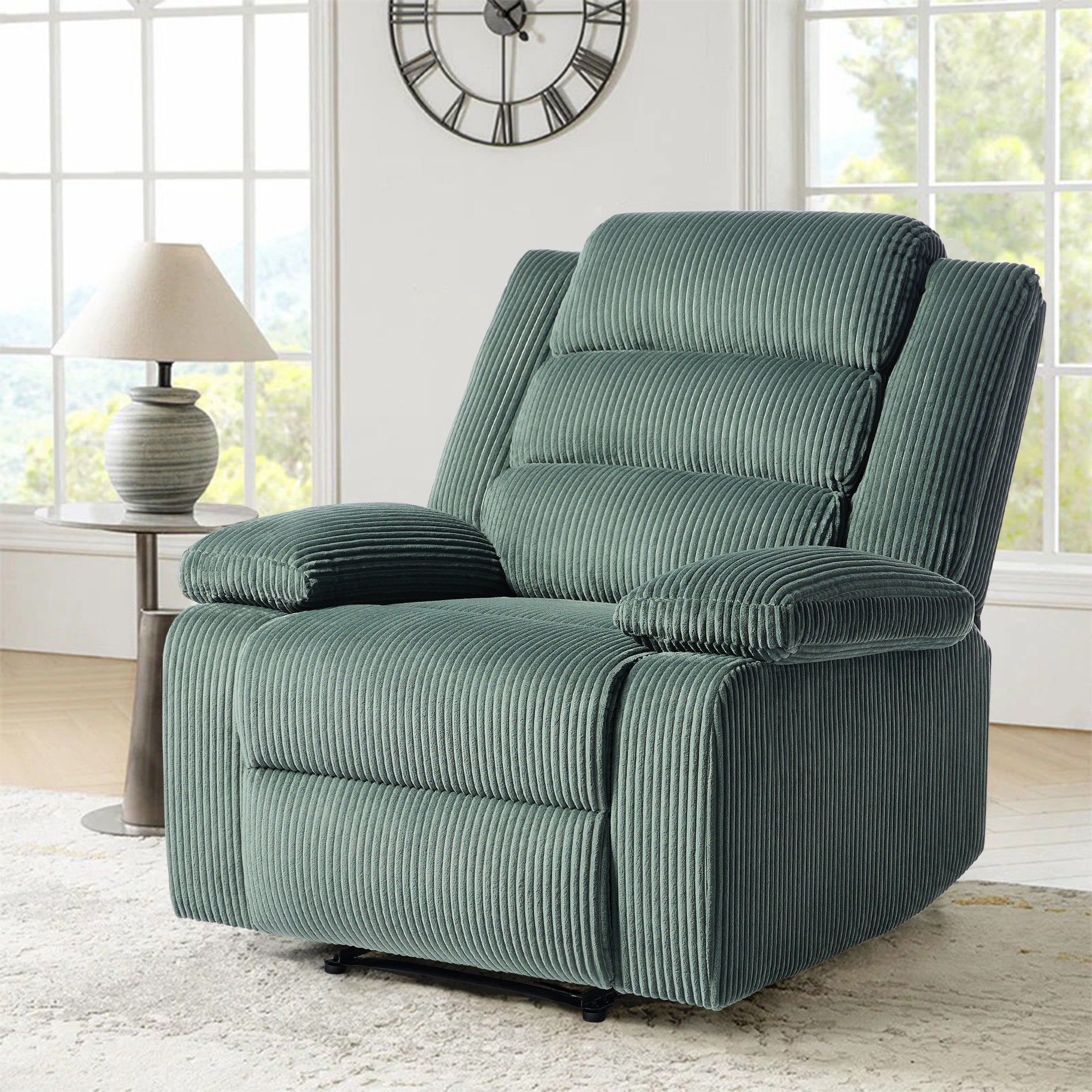 Fauteuil inclinable manuel classique rembourré en velours côtelé