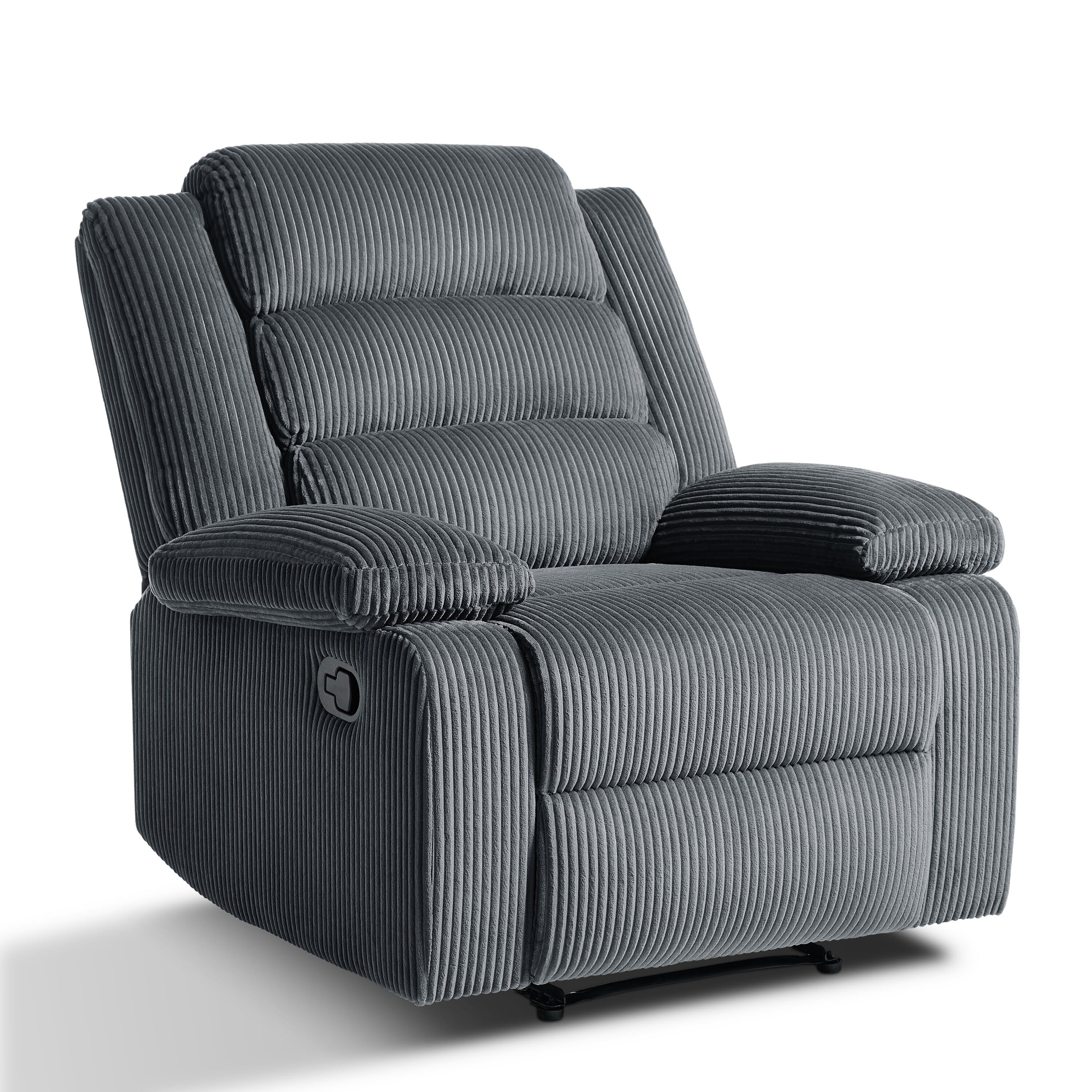 Fauteuil inclinable manuel classique rembourré en velours côtelé (lot de 2)