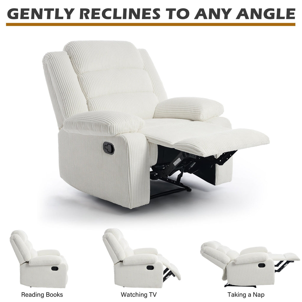 Fauteuil inclinable manuel classique rembourré en velours côtelé (lot de 2)