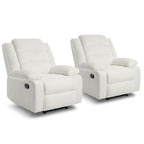 Fauteuil inclinable manuel classique rembourré en velours côtelé (lot de 2)