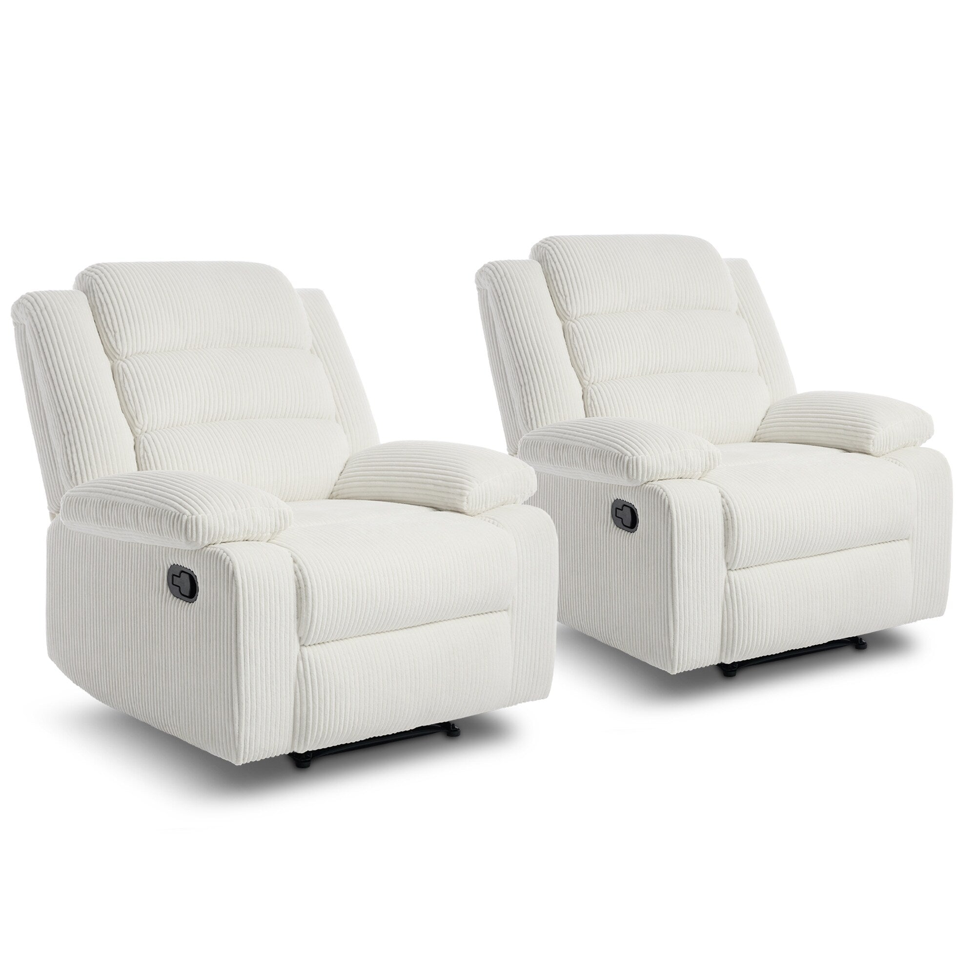 Fauteuil inclinable manuel classique rembourré en velours côtelé (lot de 2)