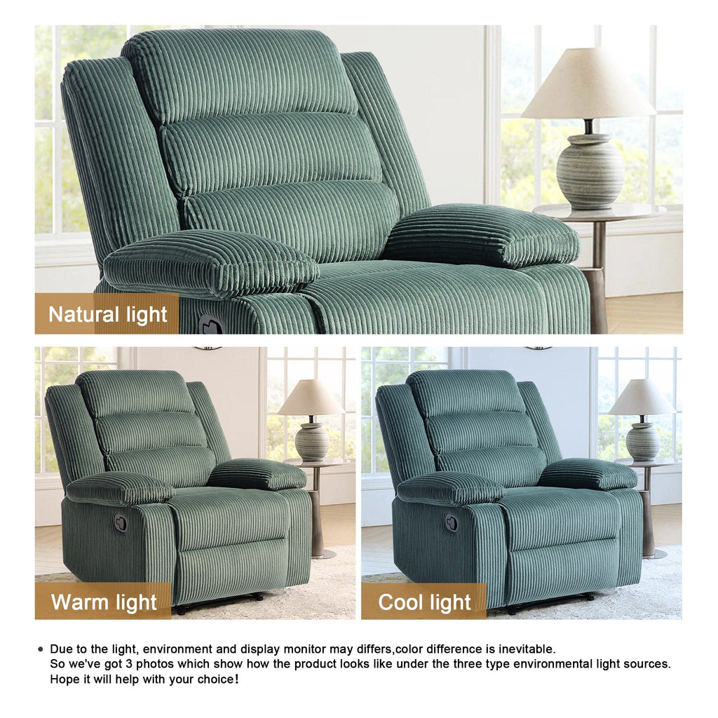 Fauteuil inclinable manuel classique rembourré en velours côtelé