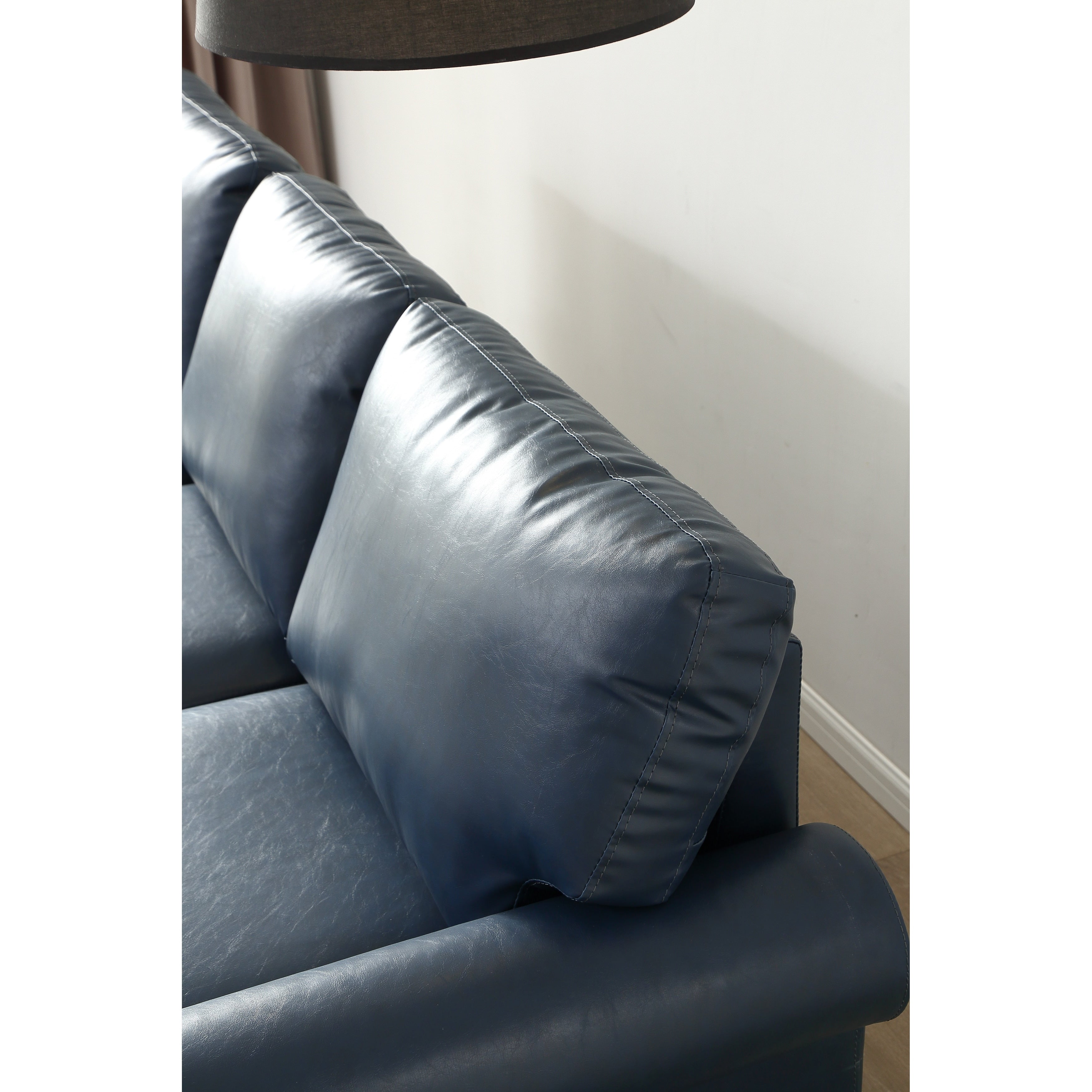 Canapé de salon classique en similicuir bleu marine