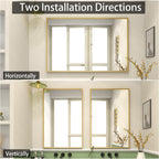 Miroir mural de salle de bain rectangulaire classique avec cadre en métal