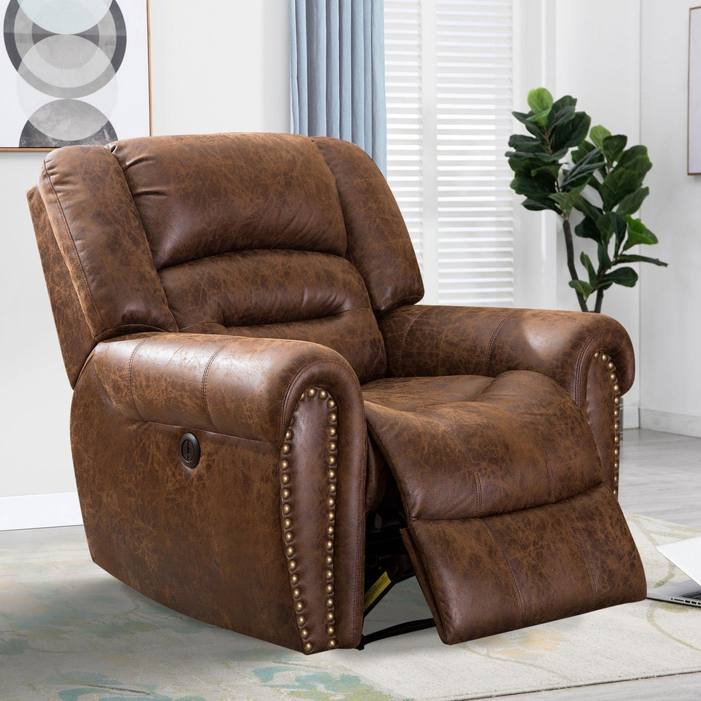 Fauteuil inclinable électrique en cuir respirant avec port USB pour salon et cinéma