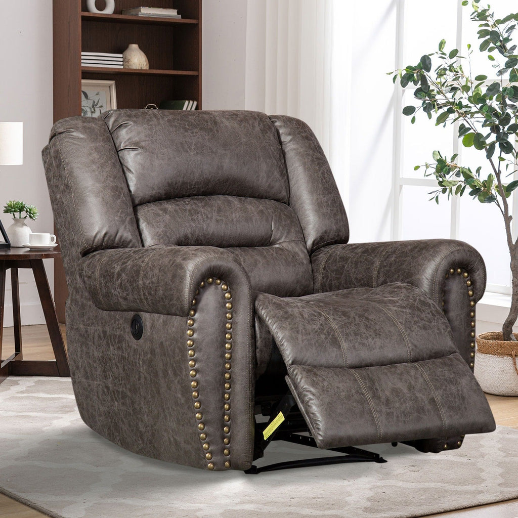 Fauteuil inclinable électrique en cuir respirant avec port USB pour salon et cinéma