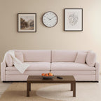 Canapé trois places classique et élégant en velours côtelé avec deux coussins décoratifs