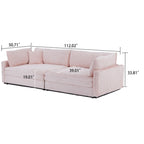 Canapé trois places classique et élégant en velours côtelé avec deux coussins décoratifs