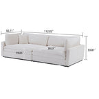 Canapé trois places classique et élégant en velours côtelé avec deux coussins décoratifs