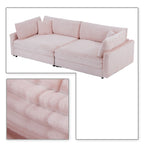 Canapé trois places classique et élégant en velours côtelé avec deux coussins décoratifs