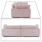 Canapé trois places classique et élégant en velours côtelé avec deux coussins décoratifs