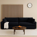 Canapé trois places classique et élégant en velours côtelé avec deux coussins décoratifs