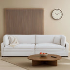 Canapé trois places classique et élégant en velours côtelé avec deux coussins décoratifs