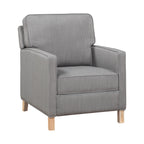 Fauteuil inclinable classique traditionnel avec dossier en tissu gris et coussin d'assise en bois massif, 1 pièce