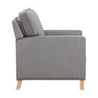 Fauteuil inclinable classique traditionnel avec dossier en tissu gris et coussin d'assise en bois massif, 1 pièce