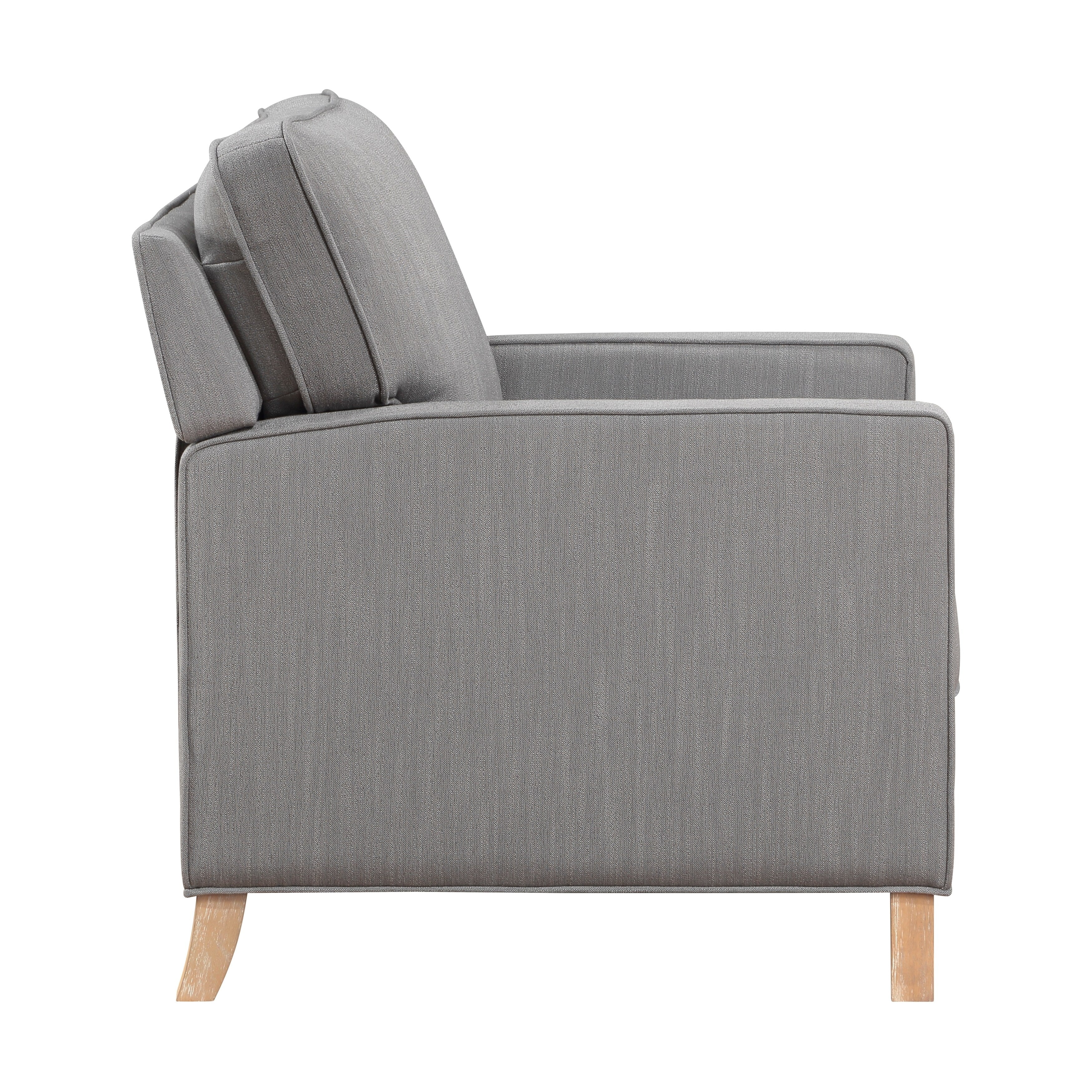 Fauteuil inclinable classique traditionnel avec dossier en tissu gris et coussin d'assise en bois massif, 1 pièce