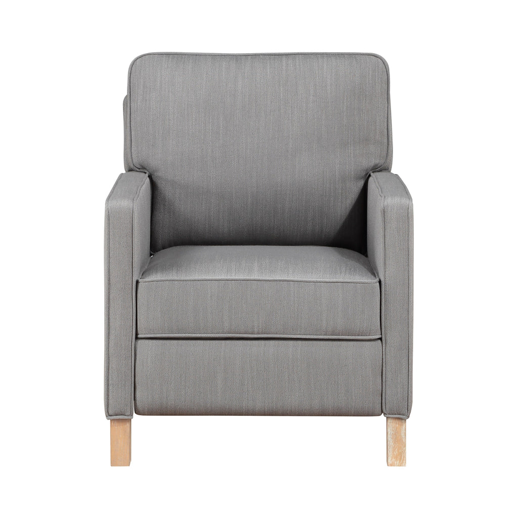 Fauteuil inclinable classique traditionnel avec dossier en tissu gris et coussin d'assise en bois massif, 1 pièce