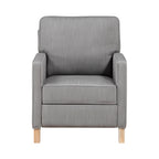 Fauteuil inclinable classique traditionnel avec dossier en tissu gris et coussin d'assise en bois massif, 1 pièce