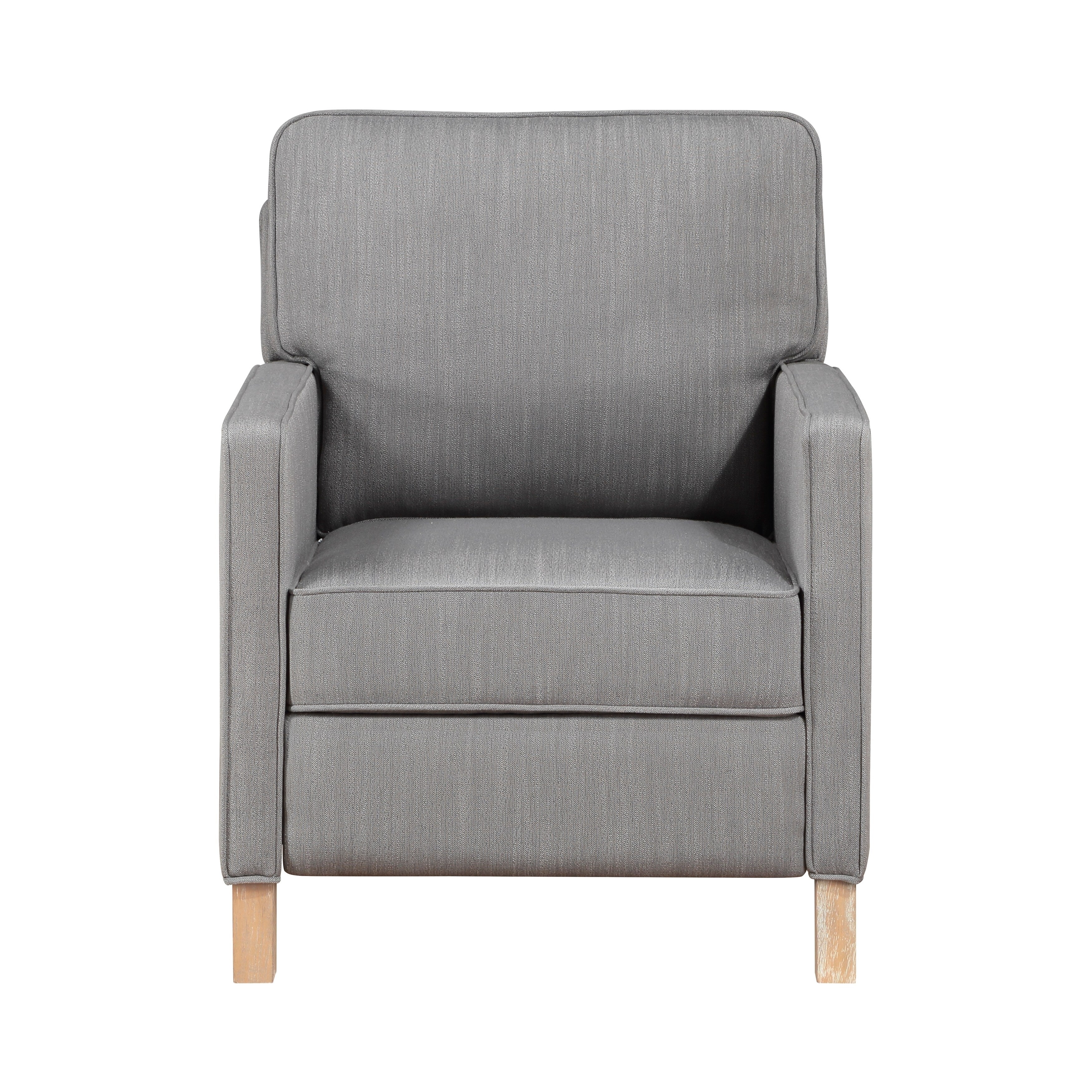 Fauteuil inclinable classique traditionnel avec dossier en tissu gris et coussin d'assise en bois massif, 1 pièce