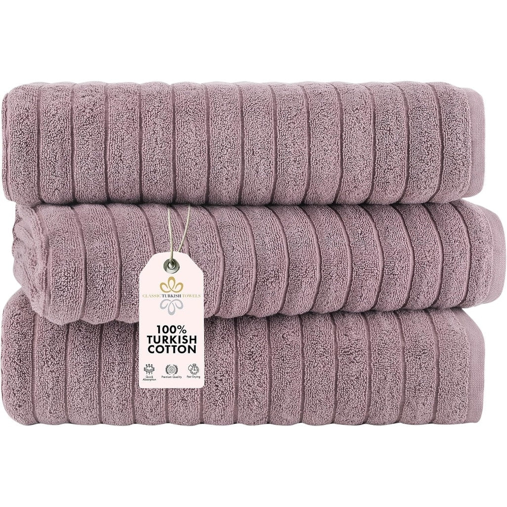 Serviettes turques classiques, ensemble de draps de bain en coton et serviettes côtelées surdimensionnées, ultra-douces et absorbantes, lot de 3 - 40 x 65
