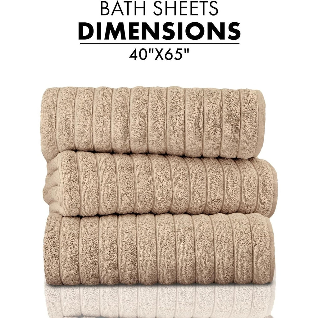 Serviettes turques classiques, ensemble de draps de bain en coton et serviettes côtelées surdimensionnées, ultra-douces et absorbantes, lot de 3 - 40 x 65