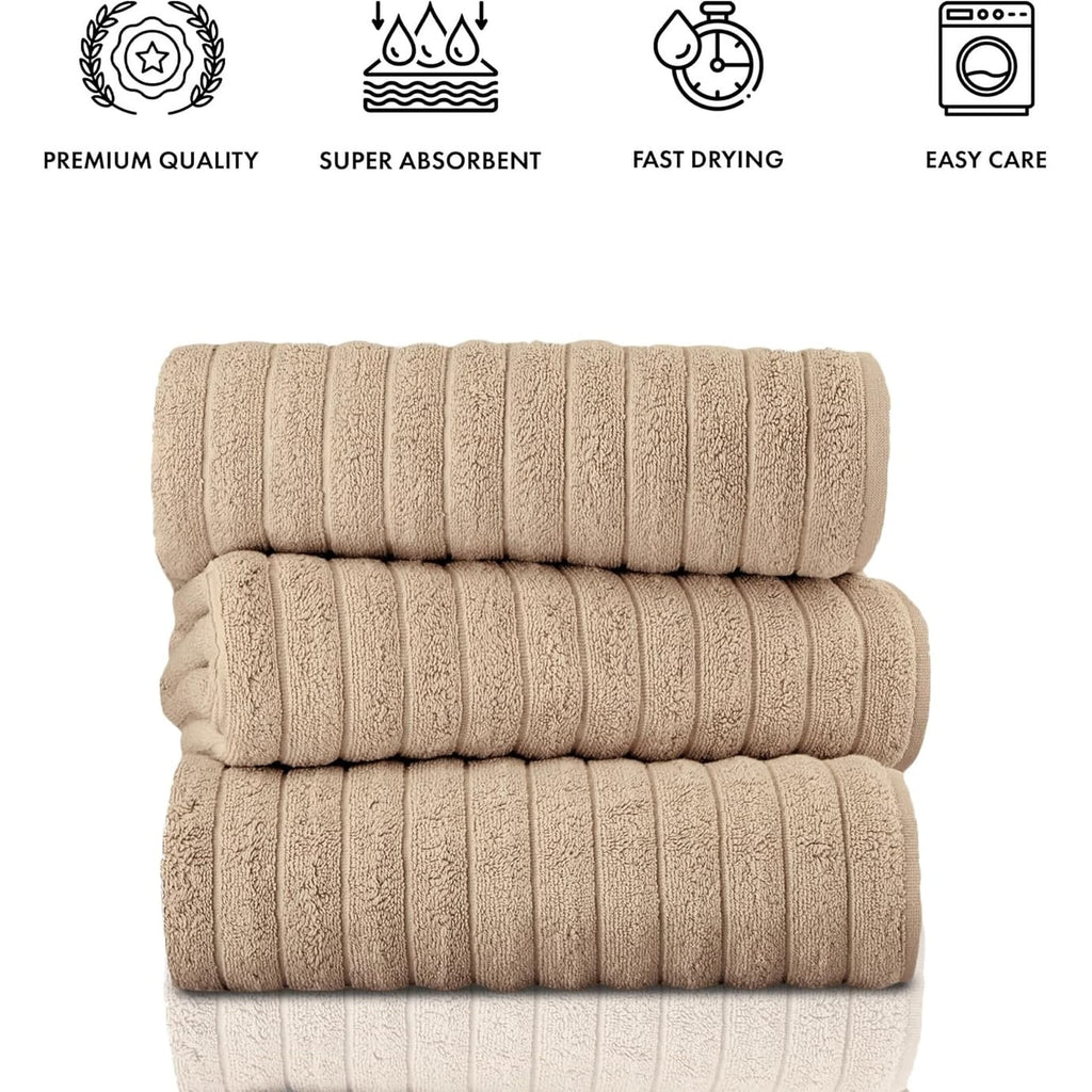 Serviettes turques classiques, ensemble de draps de bain en coton et serviettes côtelées surdimensionnées, ultra-douces et absorbantes, lot de 3 - 40 x 65