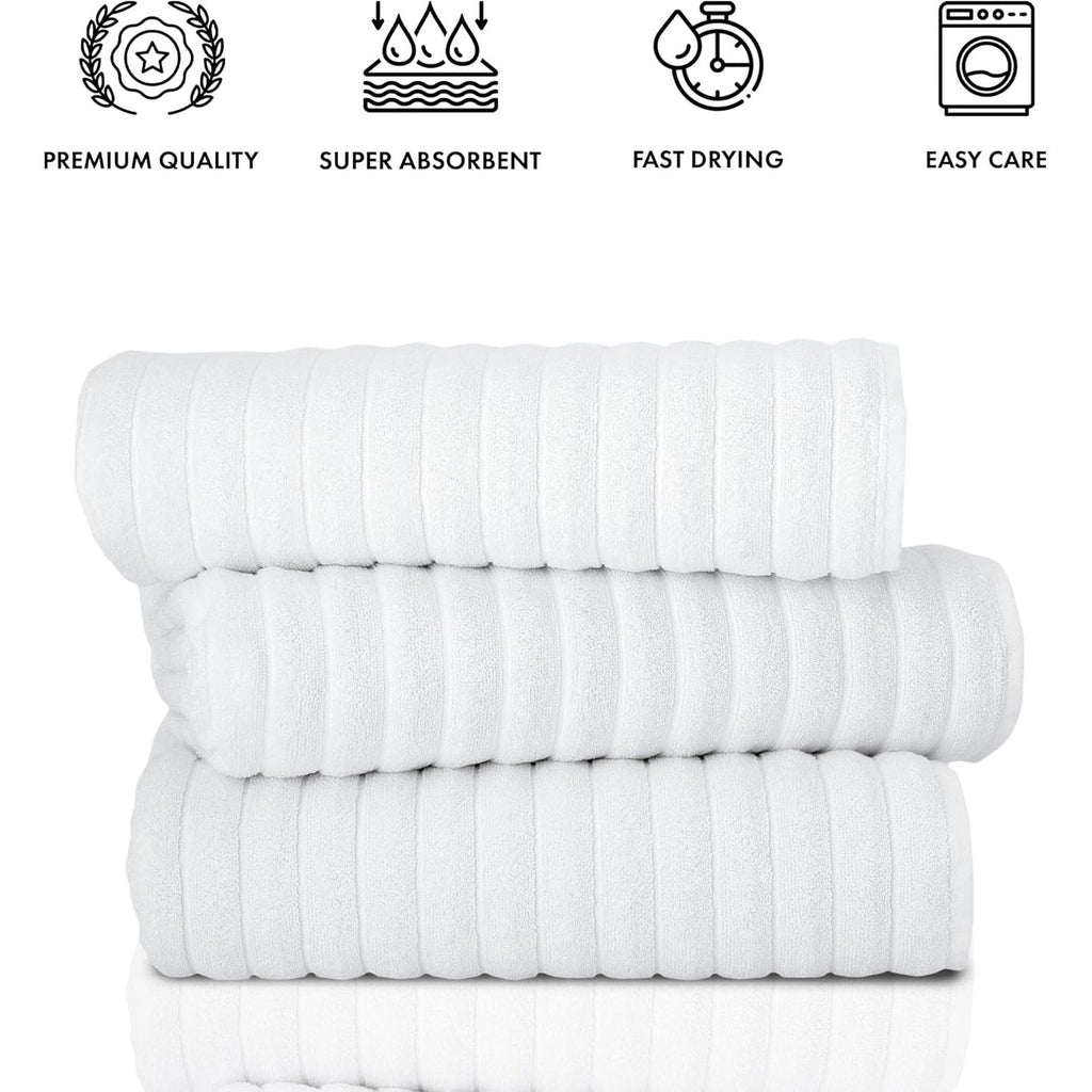 Serviettes turques classiques, ensemble de draps de bain en coton et serviettes côtelées surdimensionnées, ultra-douces et absorbantes, lot de 3 - 40 x 65