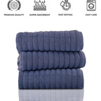 Serviettes turques classiques, ensemble de draps de bain en coton et serviettes côtelées surdimensionnées, ultra-douces et absorbantes, lot de 3 - 40 x 65