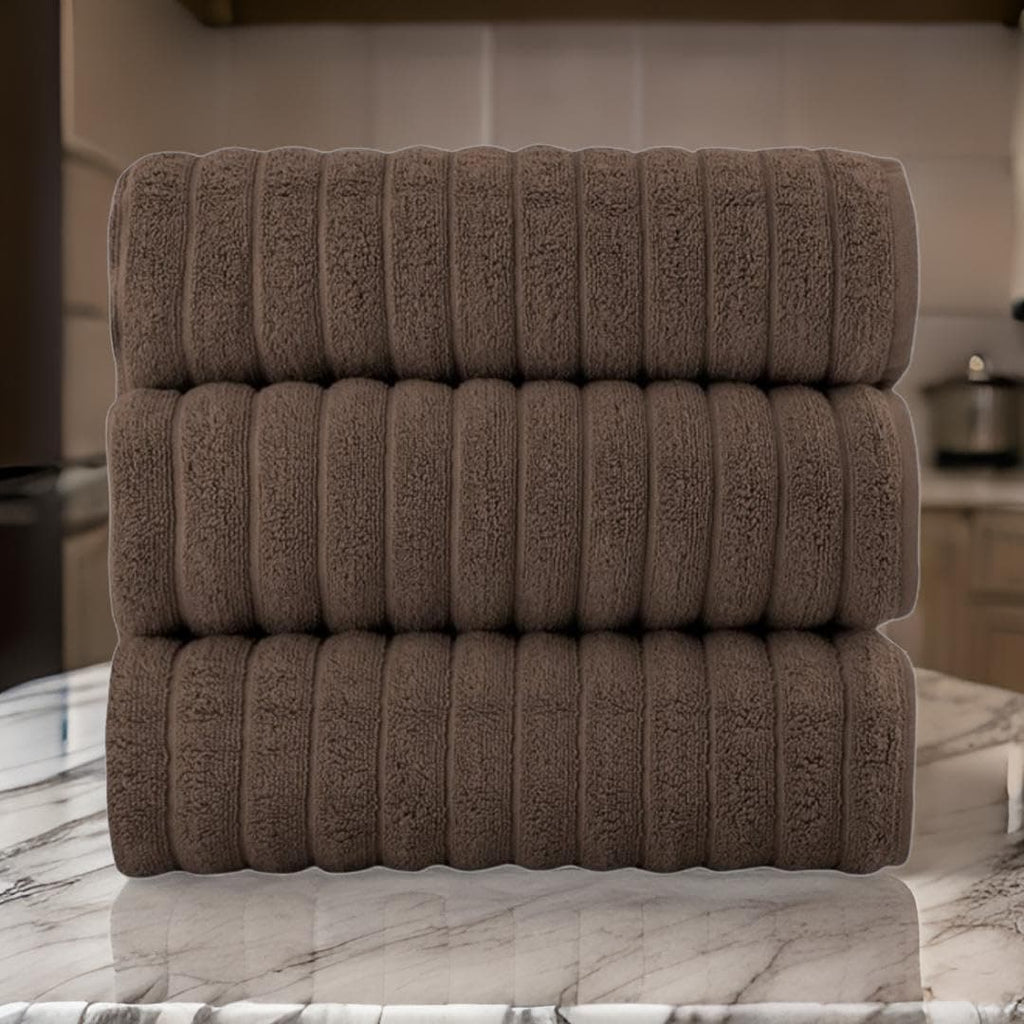 Serviettes turques classiques, ensemble de draps de bain en coton et serviettes côtelées surdimensionnées, ultra-douces et absorbantes, lot de 3 - 40 x 65