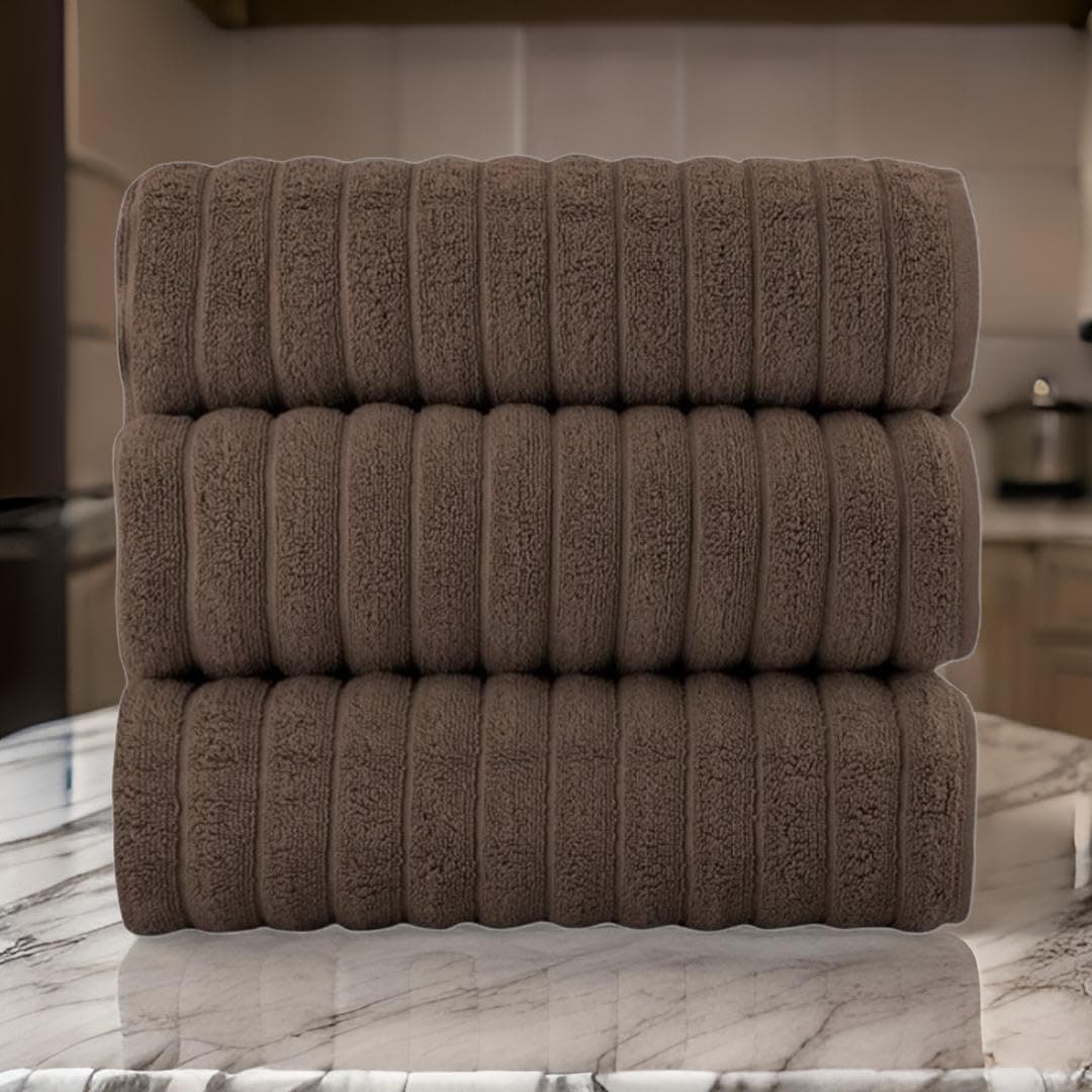 Serviettes turques classiques, ensemble de draps de bain en coton et serviettes côtelées surdimensionnées, ultra-douces et absorbantes, lot de 3 - 40 x 65