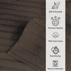 Serviettes turques classiques, ensemble de draps de bain en coton et serviettes côtelées surdimensionnées, ultra-douces et absorbantes, lot de 3 - 40 x 65