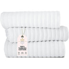 Serviettes turques classiques, ensemble de draps de bain en coton et serviettes côtelées surdimensionnées, ultra-douces et absorbantes, lot de 3 - 40 x 65