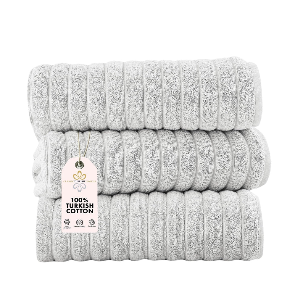 Serviettes turques classiques, ensemble de draps de bain en coton et serviettes côtelées surdimensionnées, ultra-douces et absorbantes, lot de 3 - 40 x 65
