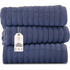 Serviettes turques classiques, ensemble de draps de bain en coton et serviettes côtelées surdimensionnées, ultra-douces et absorbantes, lot de 3 - 40 x 65