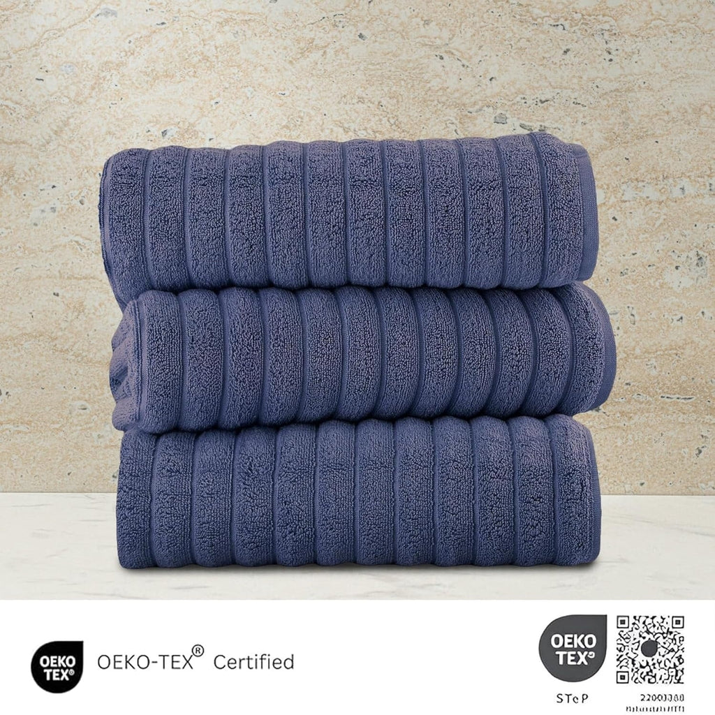 Serviettes turques classiques, ensemble de draps de bain en coton et serviettes côtelées surdimensionnées, ultra-douces et absorbantes, lot de 3 - 40 x 65