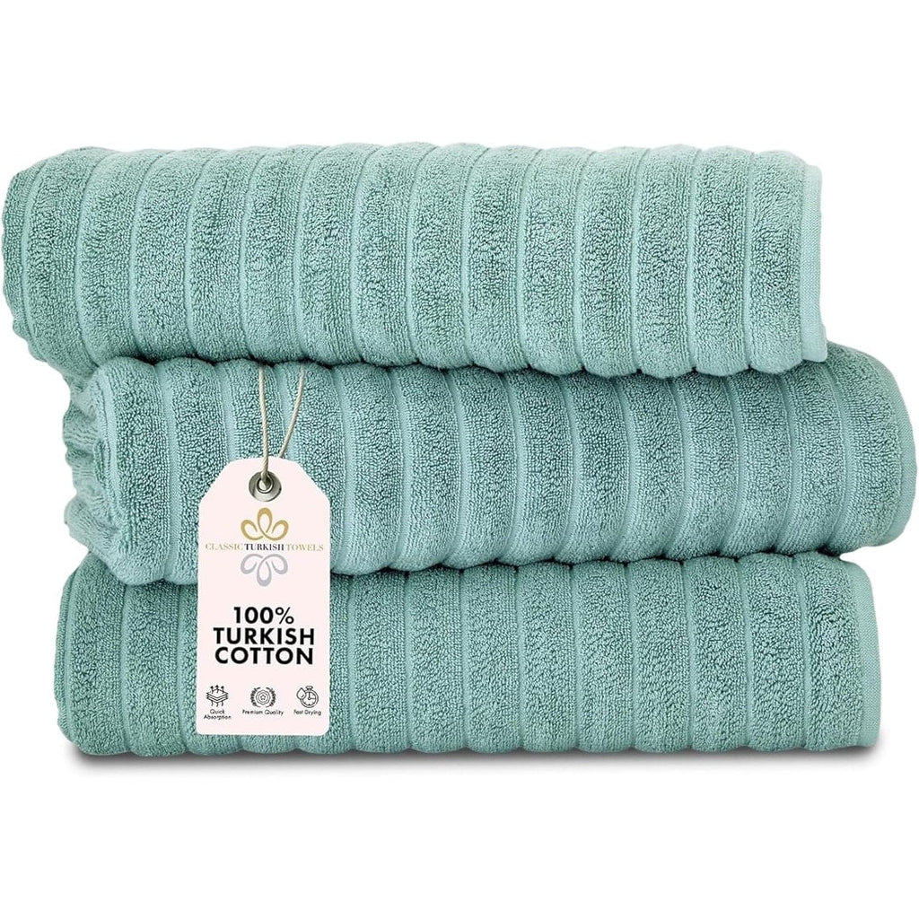 Serviettes turques classiques, ensemble de draps de bain en coton et serviettes côtelées surdimensionnées, ultra-douces et absorbantes, lot de 3 - 40 x 65