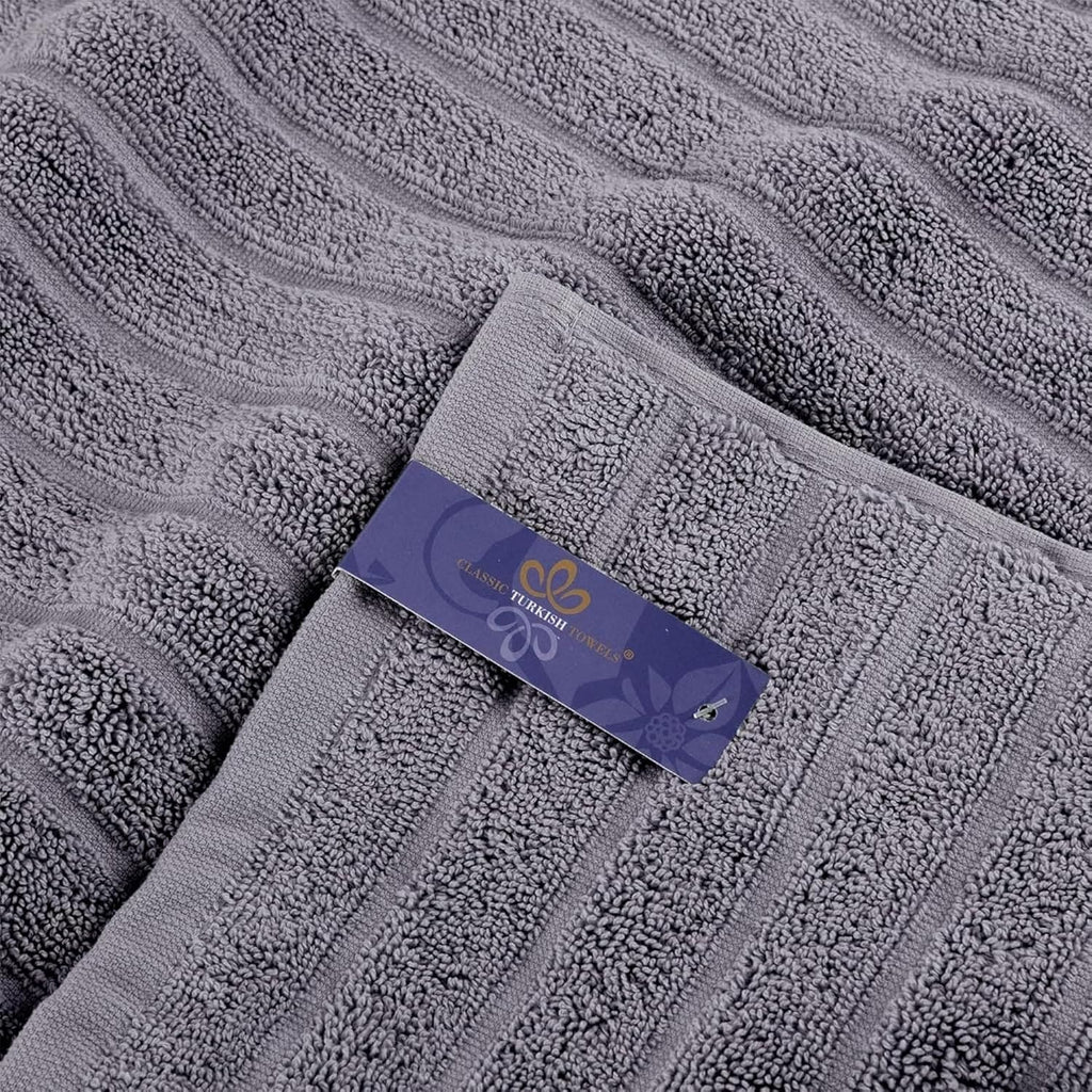 Serviettes turques classiques, ensemble de draps de bain en coton et serviettes côtelées surdimensionnées, ultra-douces et absorbantes, lot de 3 - 40 x 65
