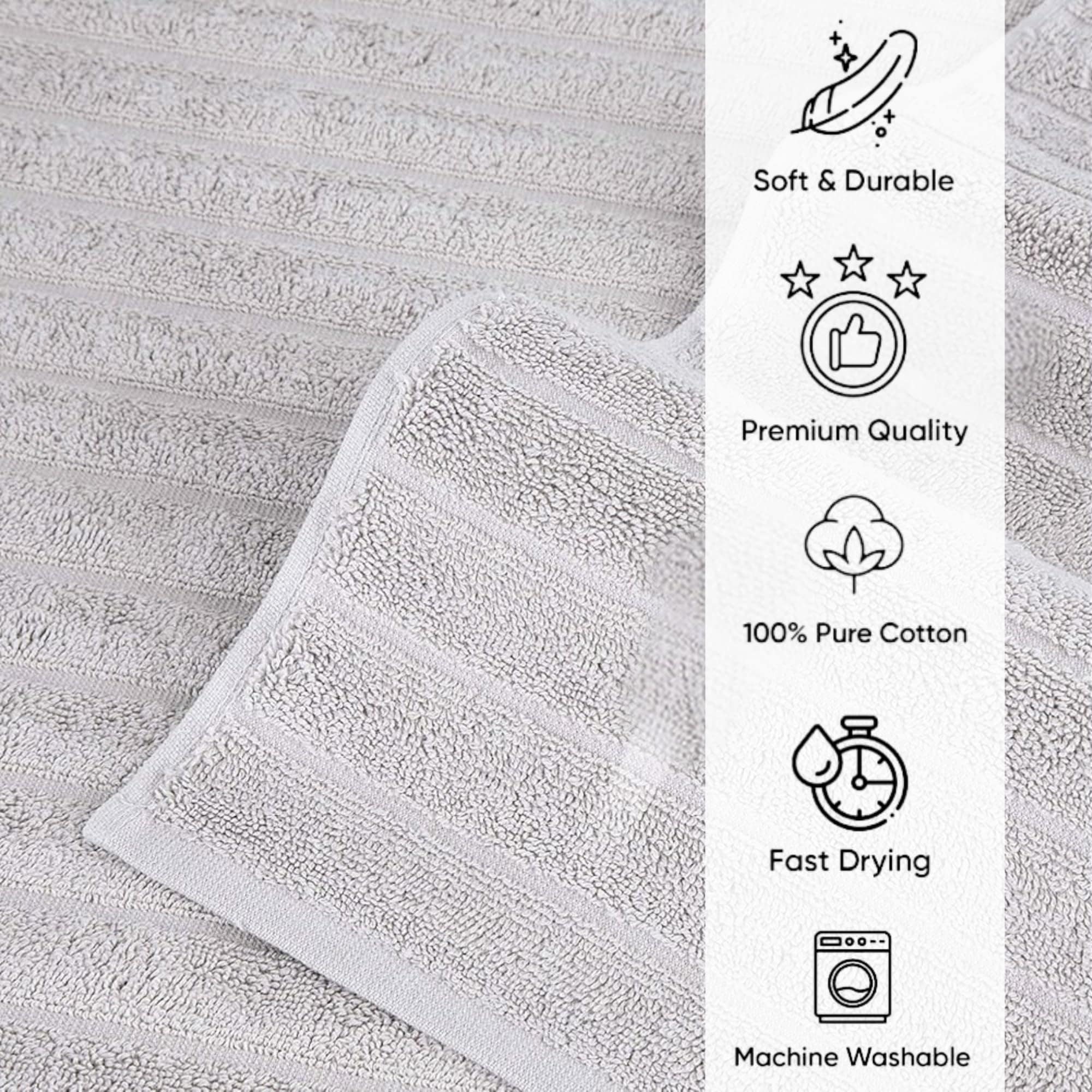 Serviettes turques classiques, ensemble de draps de bain en coton et serviettes côtelées surdimensionnées, ultra-douces et absorbantes, lot de 3 - 40 x 65