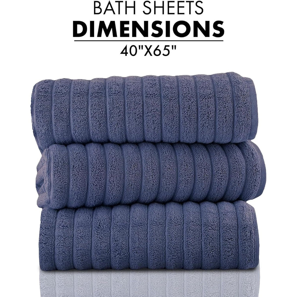 Serviettes turques classiques, ensemble de draps de bain en coton et serviettes côtelées surdimensionnées, ultra-douces et absorbantes, lot de 3 - 40 x 65