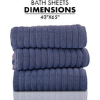 Serviettes turques classiques, ensemble de draps de bain en coton et serviettes côtelées surdimensionnées, ultra-douces et absorbantes, lot de 3 - 40 x 65