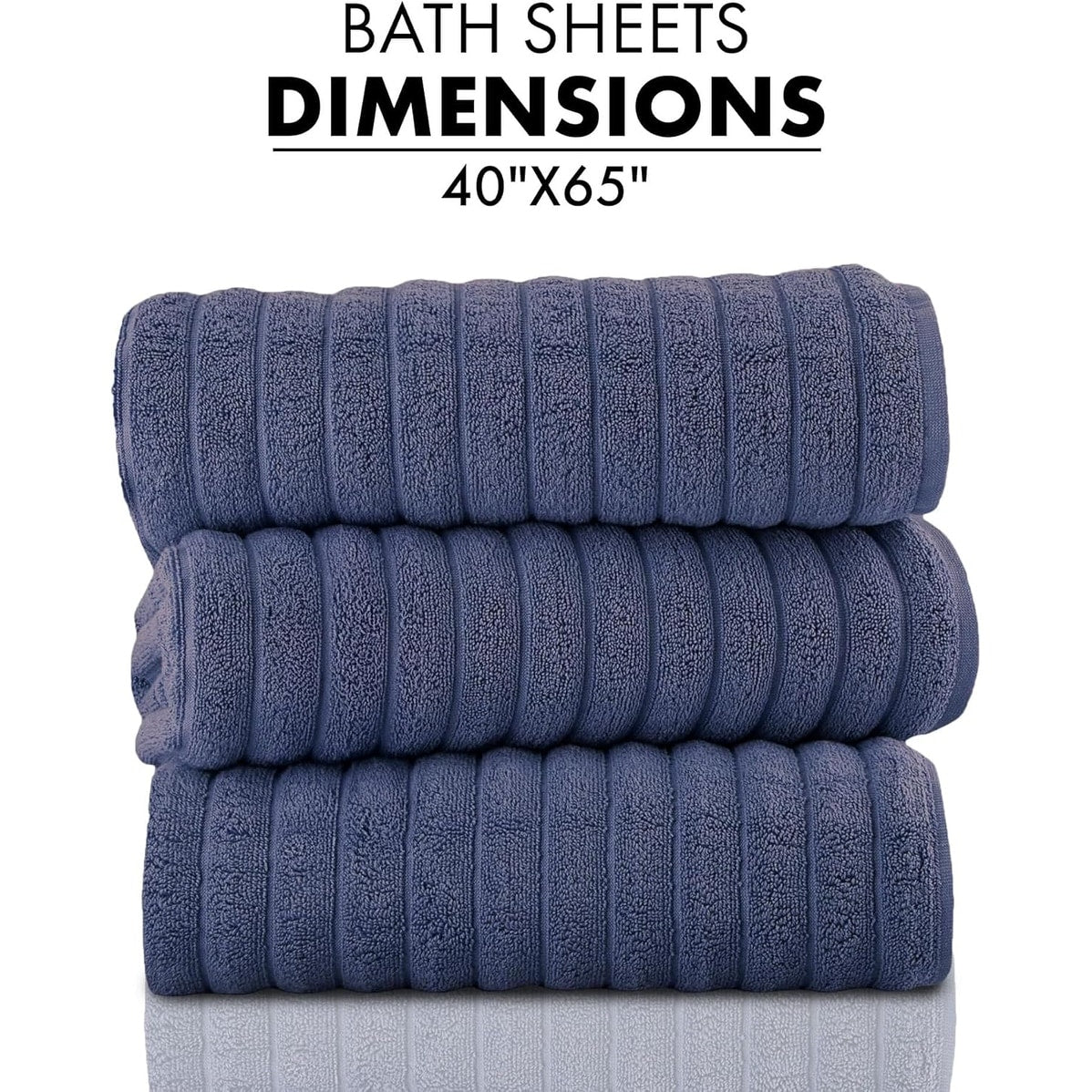 Serviettes turques classiques, ensemble de draps de bain en coton et serviettes côtelées surdimensionnées, ultra-douces et absorbantes, lot de 3 - 40 x 65