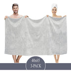 Serviettes turques classiques, ensemble de draps de bain en coton et serviettes côtelées surdimensionnées, ultra-douces et absorbantes, lot de 3 - 40 x 65