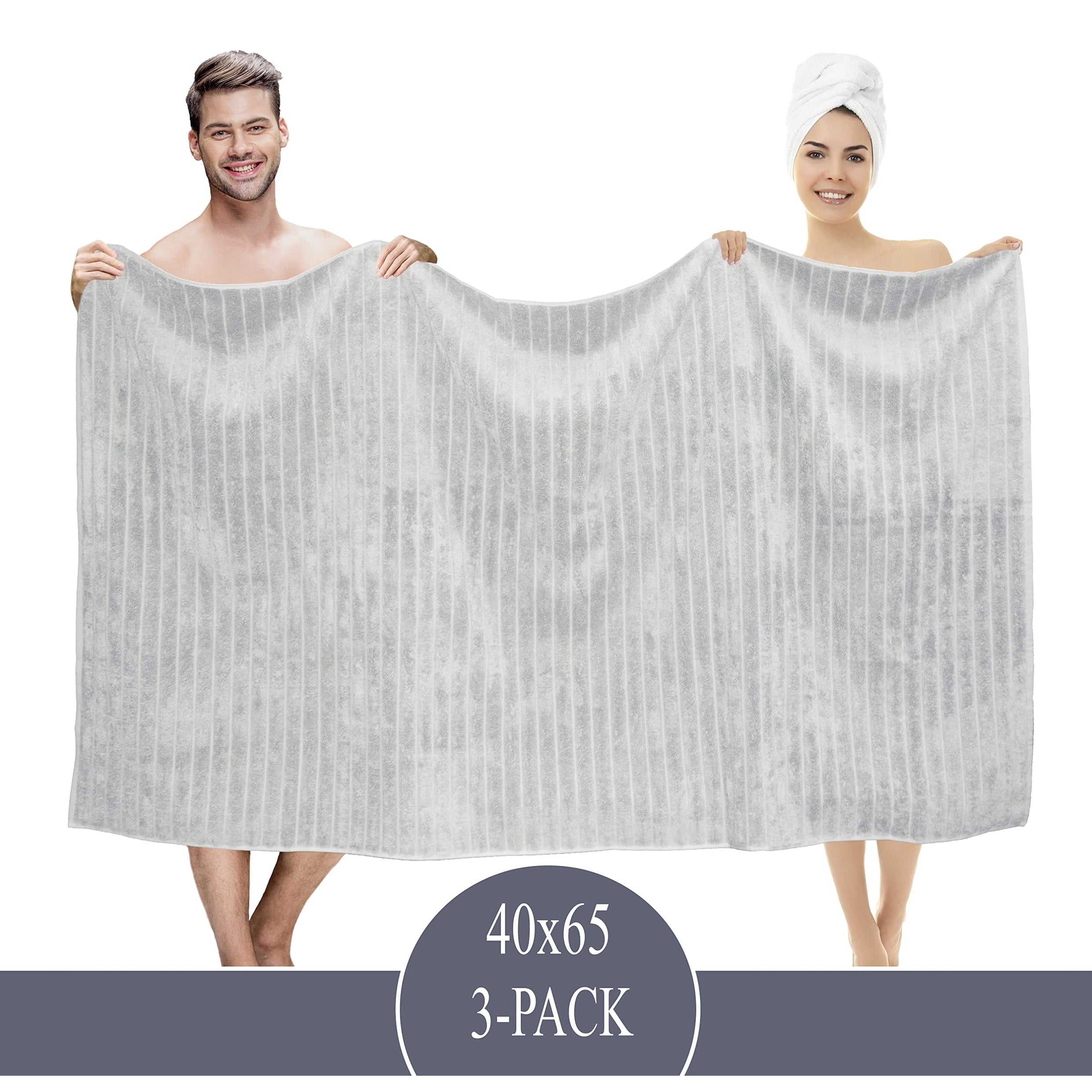 Serviettes turques classiques, ensemble de draps de bain en coton et serviettes côtelées surdimensionnées, ultra-douces et absorbantes, lot de 3 - 40 x 65