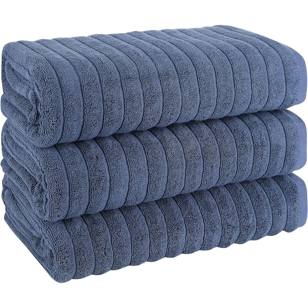 Serviettes turques classiques, ensemble de draps de bain en coton et serviettes côtelées surdimensionnées, ultra-douces et absorbantes, lot de 3 - 40 x 65