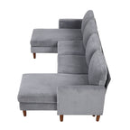 Canapé sectionnel classique en U 4 places avec coussins amovibles et pieds en bois massif pour salon ou bureau